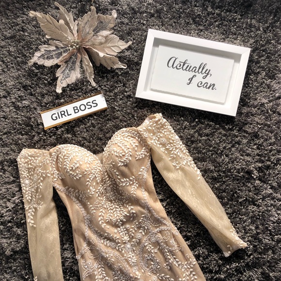 Angela & Alison Dresses & Skirts - Angela & Alison | Cream Dress | Mini Dress Beaded